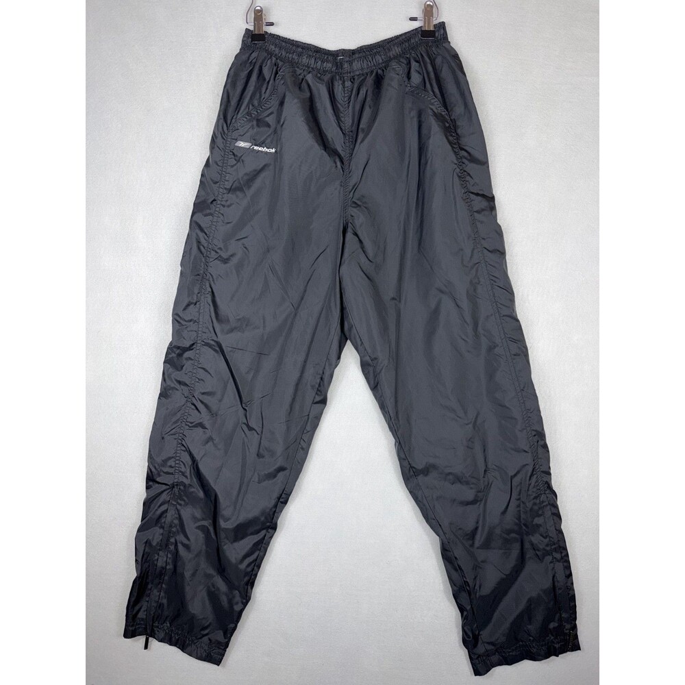 Vintage Reebok Men's Black Windbreaker Track Pants Size Small Zip Ankle Y2K